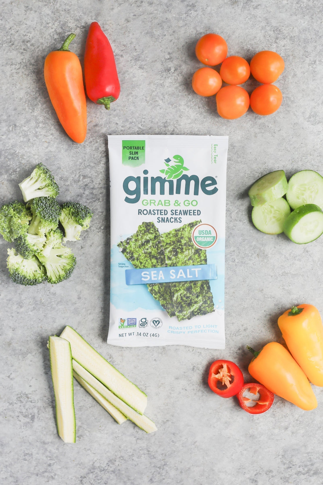 Veggie packed lunchbox ideas with gimme seaweed snack.