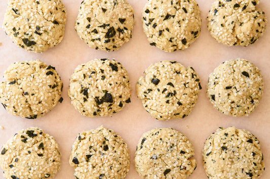 Seaweed sesame cookies with gimme sushi nori seaweed snack.