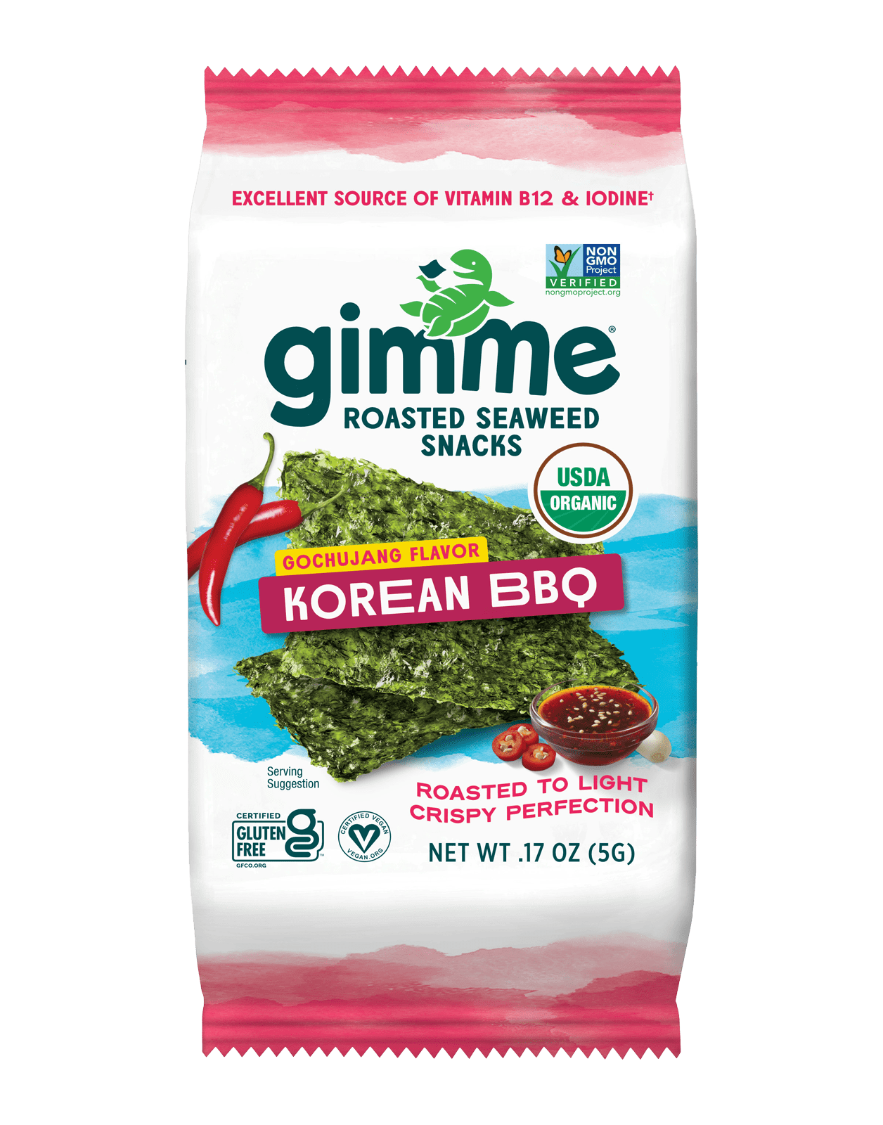 Gimme Seaweed Roasted Seaweed Snacks Korean BBQ Roasted Seaweed Snacks - .17oz (6 Pack)