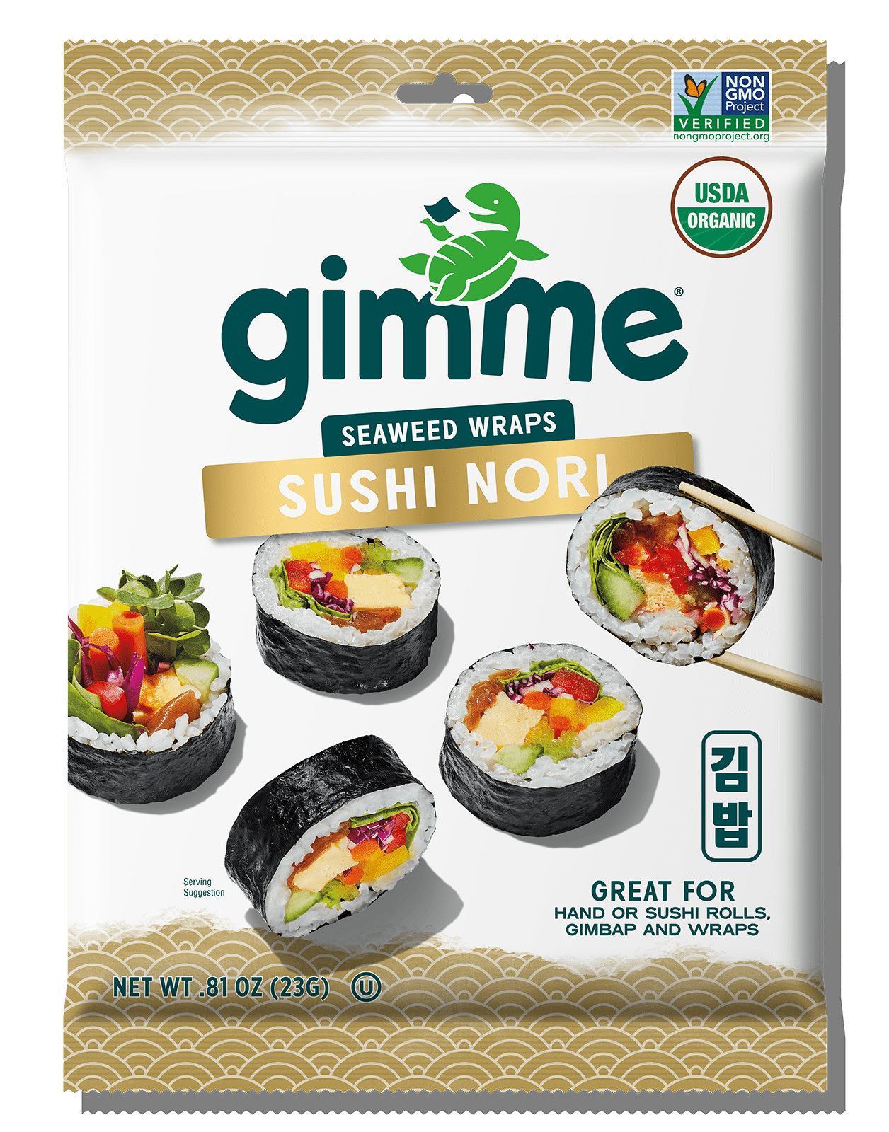 gimMe Snacks Sushi Nori gimme Seaweed Organic Sushi Nori - 50 Sheet