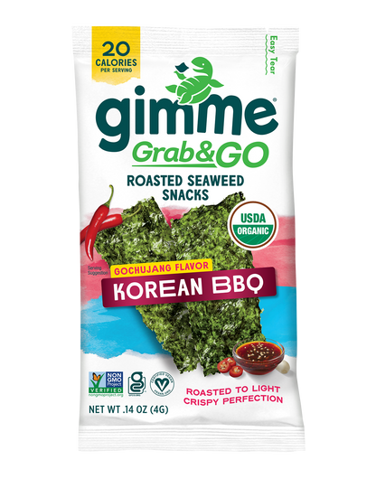 Gimme Korean BBQ Grab & Go Roasted Seaweed Snack single package.