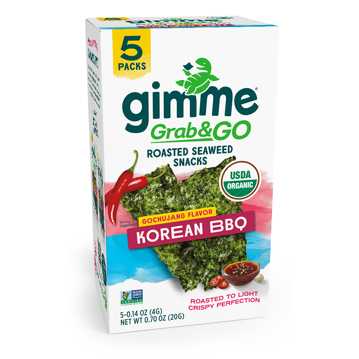 Box of gimme Grab&Go Roasted Seaweed Snacks in Gochujang Flavor Korean BBQ