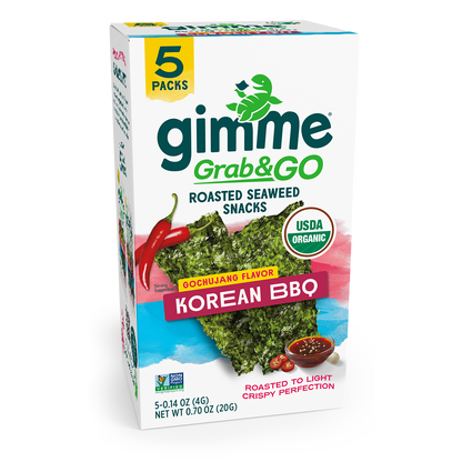 Box of gimme Grab&Go Roasted Seaweed Snacks in Gochujang Flavor Korean BBQ