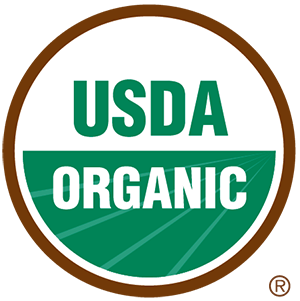 The image shows the USDA Organic logo, consisting of a green and white circular emblem with "USDA" in green text above "ORGANIC" on a white background with green lines.