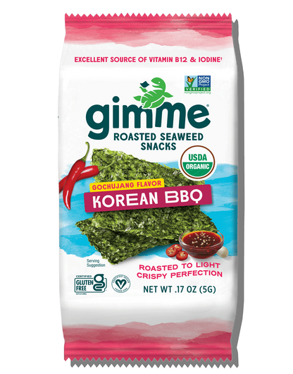 Package of gimme Roasted Seaweed Snacks in Gochujang Flavor Korean BBQ