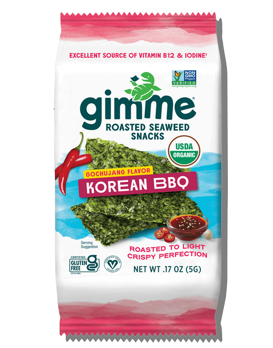 Package of gimme Roasted Seaweed Snacks in Gochujang Flavor Korean BBQ
